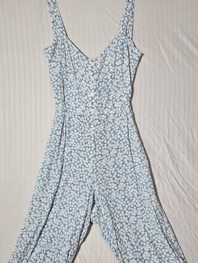 Faithfull the Brand Blue & White Floral Resort Romper Womens Large Neiman Marcus